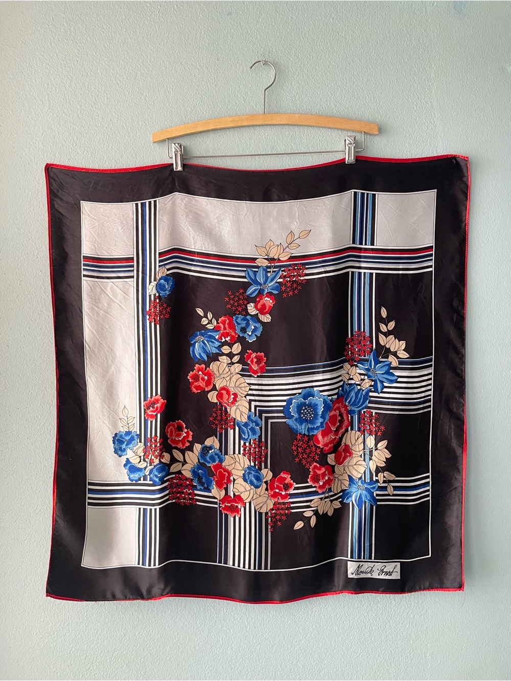 🌻5/$15🌻 Monika Ernst | Multi-Colored Geometric Floral Satin Bandana Scarf Wrap